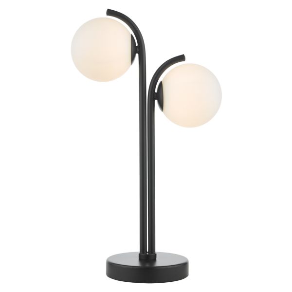 Lampa stołowa Dar Lighting ORL4222 Orlena 2 Light Table Lamp Matt Black and Opal Glass