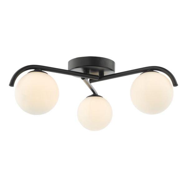 Żyrandol Dar Lighting ORL5322 Orlena 3 Light Flush Matt Black and Opal Glass