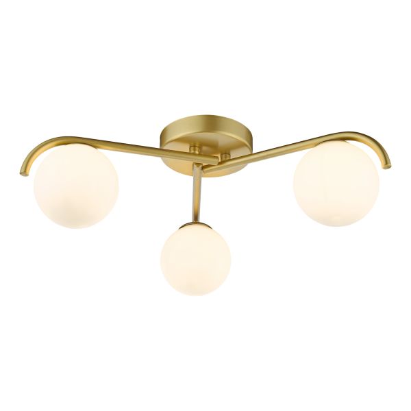 Люстра Dar Lighting ORL5335 Orlena 3 Light Flush Satin Gold and Opal Glass
