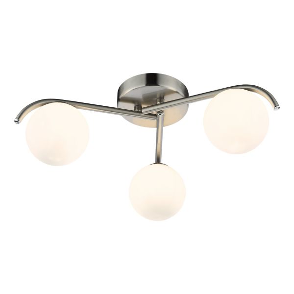 Żyrandol Dar Lighting ORL5346 Orlena 3 Light Flush Satin Chrome and Opal Glass