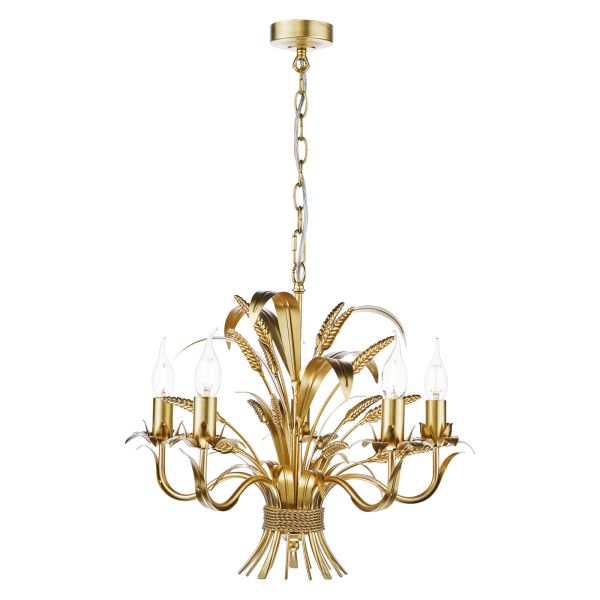 Żyrandol Dar Lighting PHA0535 Phaedra 5 Light Pendant Gold
