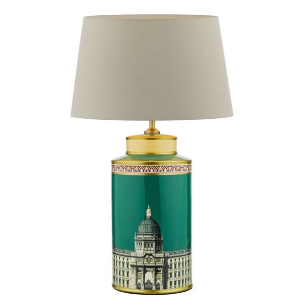 Lampa stołowa Dar Lighting PRO4224 + CEZ1629 Cezanne Prospect Ceramic Table Lamp Building Print