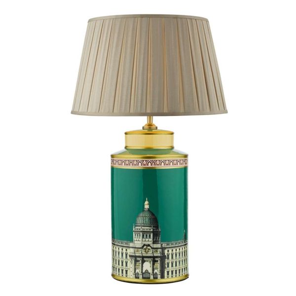 Настільна лампа Dar Lighting PRO4224 + DEG1629 Degas Prospect Ceramic Table Lamp Building Print