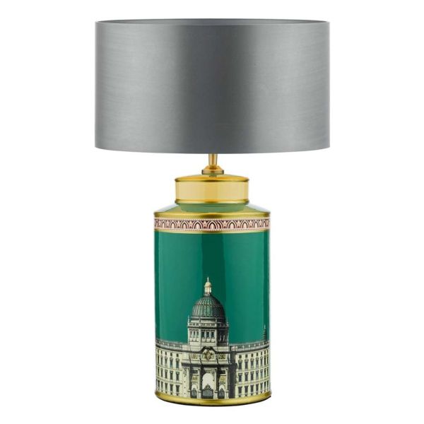 Настільна лампа Dar Lighting PRO4224 + HIL1639 Hilda Prospect Ceramic Table Lamp Building Print