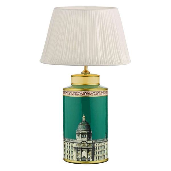 Lampa stołowa Dar Lighting PRO4224 + ULY1615 Ulyana Prospect Ceramic Table Lamp Building Print