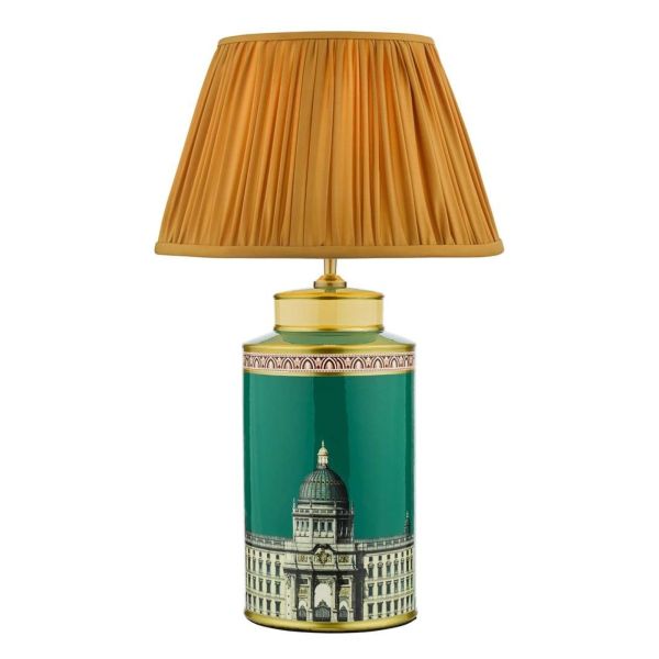 Lampa stołowa Dar Lighting PRO4224 + ULY1626 Ulyana Prospect Ceramic Table Lamp Building Print