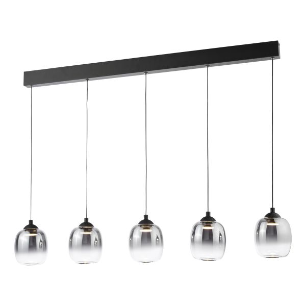 Підвісний світильник Dar Lighting RAM0522 Ramona 5 Light Bar Pendant Matt Black and Smoked Ombre Glass LED