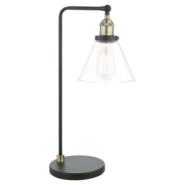 Lampa stołowa Dar Lighting RAY4275 Ray Table Lamp Antique Brass and Glass