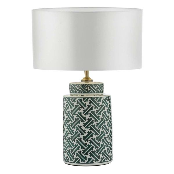 Lampa stołowa Dar Lighting REE4224 + HIL1315 Hilda Reese Table Lamp Green Print