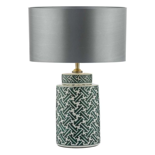 Lampa stołowa Dar Lighting REE4224 + HIL1339 Hilda Reese Table Lamp Green Print