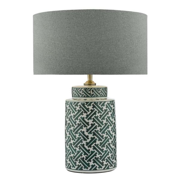 Настільна лампа Dar Lighting REE4224 + PYR1439 Pyramid Reese Table Lamp Green Print