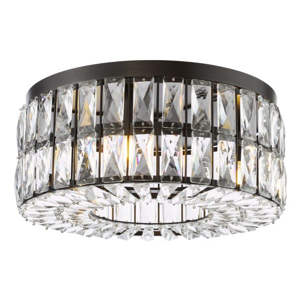 Żyrandol Dar Lighting REL0422 Relena 4 Light Flush Matt Black and Crystal