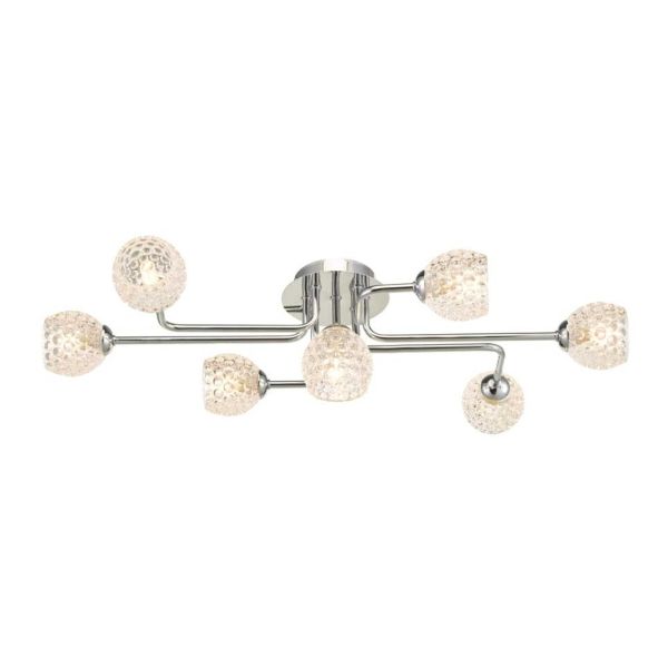 Підвісний світильник Dar Lighting REY3450-F + GL6 x 7 Reyna 7lt Semi Flush Polished Chrome