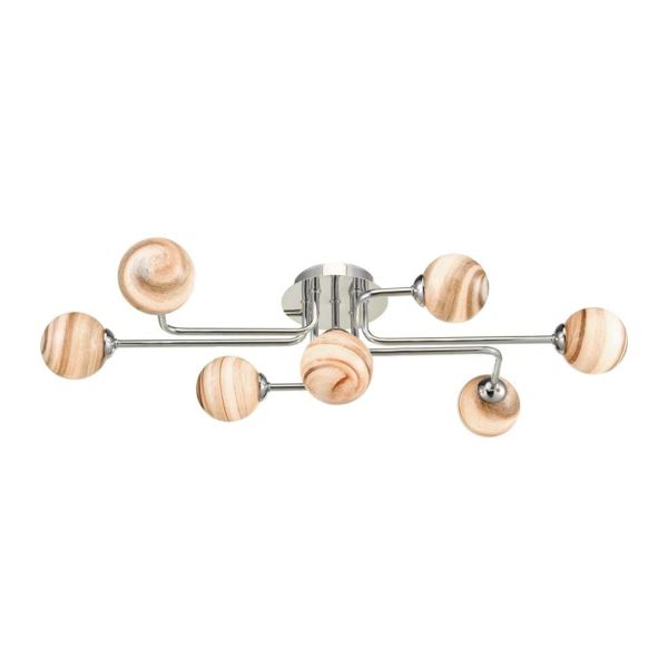 Підвісний світильник Dar Lighting REY3450-F + GL7 x 7 Reyna 7lt Semi Flush Polished Chrome