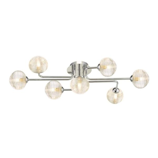 Підвісний світильник Dar Lighting REY3450-F + GL8 x 7 Reyna 7lt Semi Flush Polished Chrome