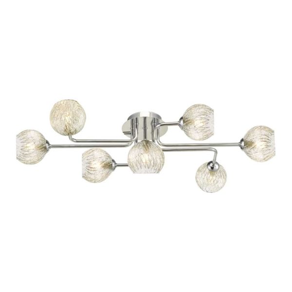 Підвісний світильник Dar Lighting REY3450-F + GL9 x 7 Reyna 7lt Semi Flush Polished Chrome