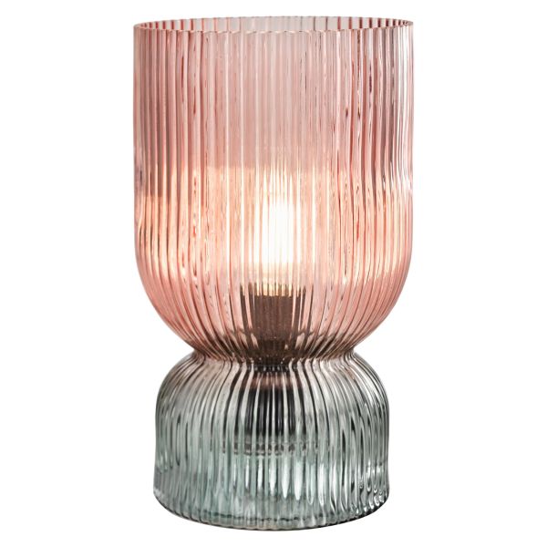 Настільна лампа Dar Lighting RHU4203 Rhubarb Table Lamp Pink and Green Ribbed Glass