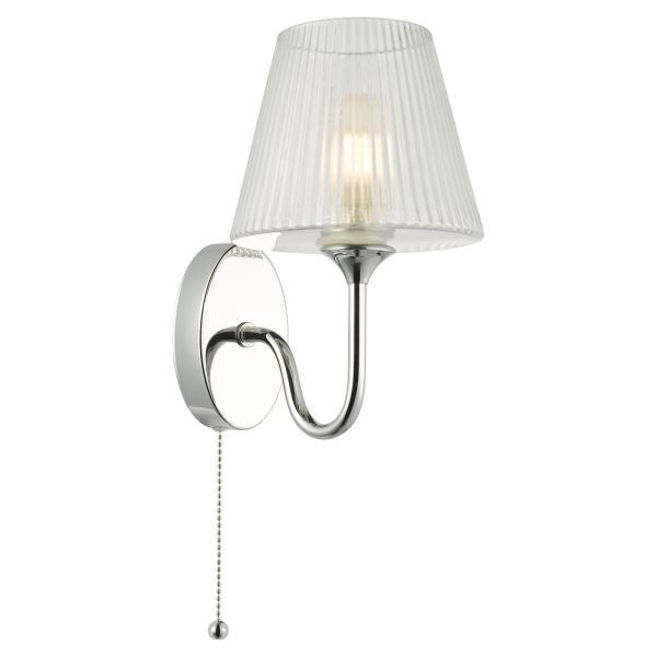 Бра Dar Lighting RIM0750 Rimaz Bathroom Wall Light Polished Chrome and Ribbed Glass IP44