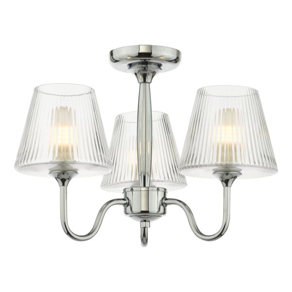 Люстра Dar Lighting RIM5350 Rimaz 3 Light Bathroom Semi Flush Polished Chrome and Ribbed Glass IP44