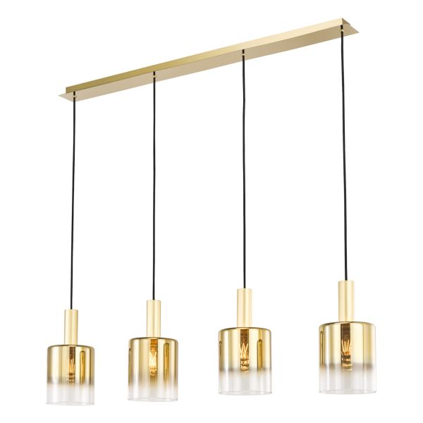 Підвісний світильник Dar Lighting SAV0435 Savannah 4 Light Bar Pendant Satin Gold and Gold Ombre Glass