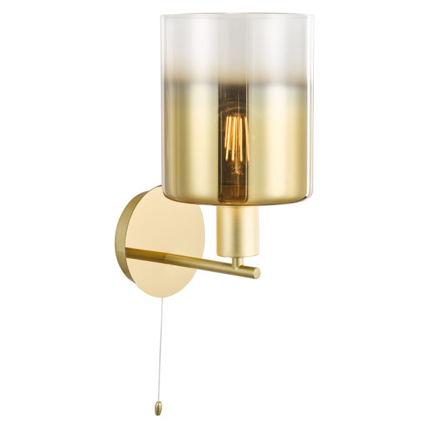 Бра Dar Lighting SAV0735 Savannah Wall Light Satin Gold and Gold Ombre Glass