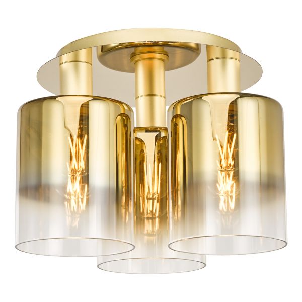 Люстра Dar Lighting SAV5335 Savannah 3 Light Flush Satin Gold and Gold Ombre Glass