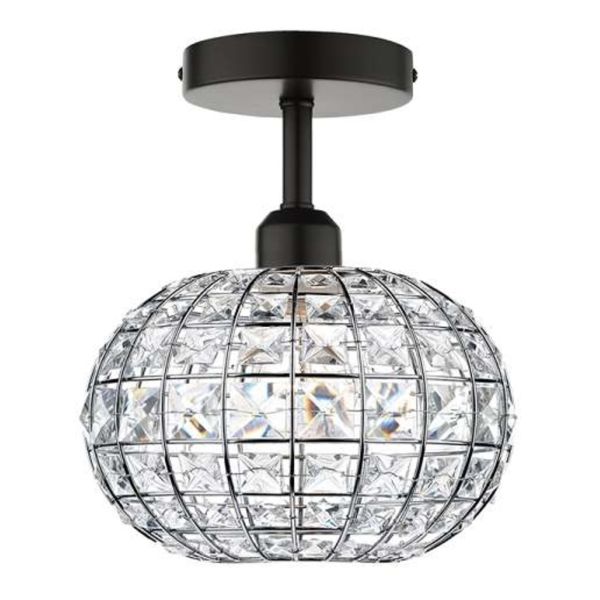 Люстра Dar Lighting SF0122 + LET6550 Letitia 1 Light Semi Flush Suspension Matt Black