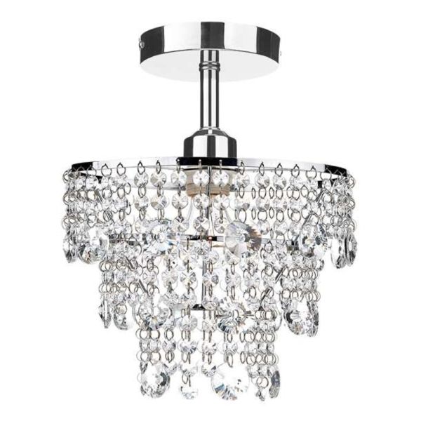 Żyrandol Dar Lighting SF0150 + CYB6550 Cybil 1 Light Semi Flush Suspension Polished Chrome