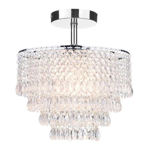 Żyrandol Dar Lighting SF0150 + DIO6508 Dionne 1 Light Semi Flush Suspension Polished Chrome