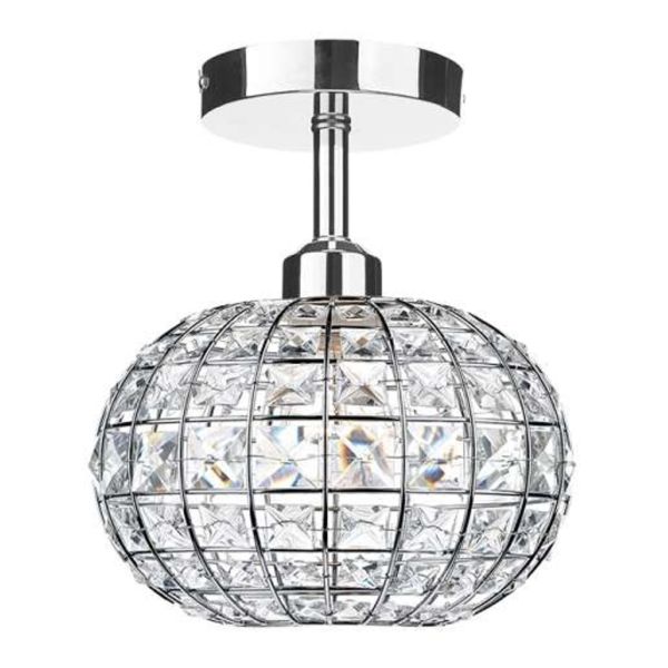 Żyrandol Dar Lighting SF0150 + LET6550 Letitia 1 Light Semi Flush Suspension Polished Chrome