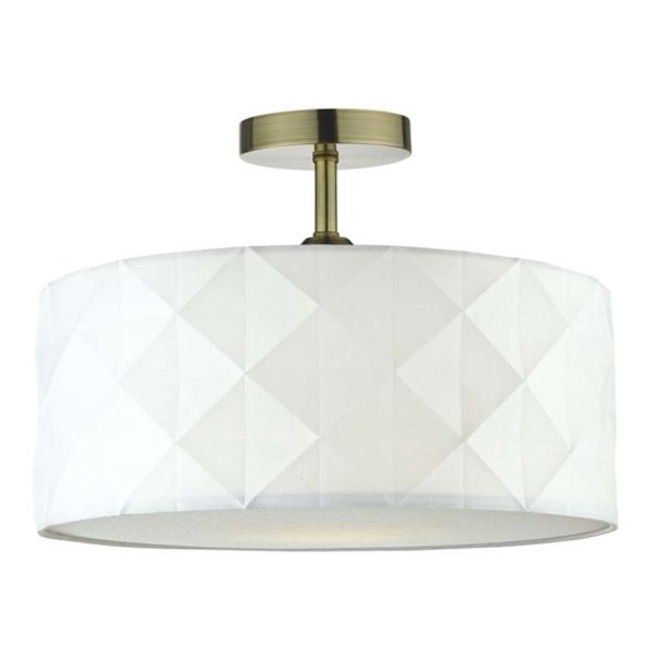 Żyrandol Dar Lighting SF0175 + AIS652 Aisha 1 Light Semi Flush Suspension Antique Brass