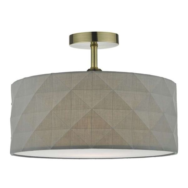 Żyrandol Dar Lighting SF0175 + AIS6539 Aisha 1 Light Semi Flush Suspension Antique Brass