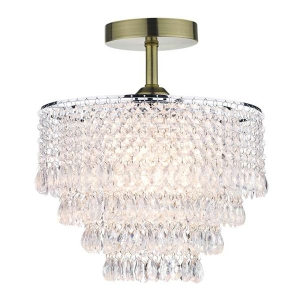 Żyrandol Dar Lighting SF0175 + DIO6508 Dionne 1 Light Semi Flush Suspension Antique Brass