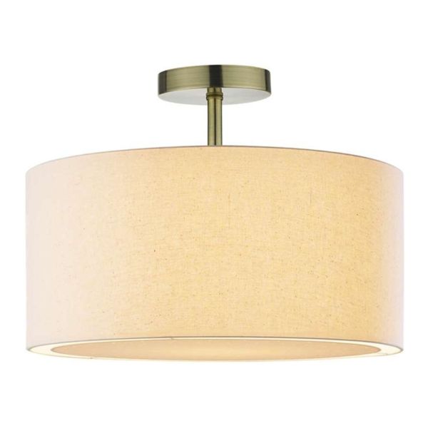 Żyrandol Dar Lighting SF0175 + EDW6533 Edward 1 Light Semi Flush Suspension Antique Brass