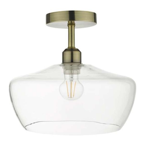 Люстра Dar Lighting SF0175 + FID6508 Fidella 1 Light Semi Flush Suspension Antique Brass