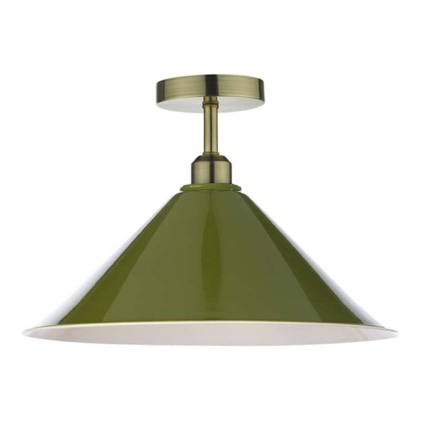 Żyrandol Dar Lighting SF0175 + KIN6524 Kinsley 1 Light Semi Flush Suspension Antique Brass