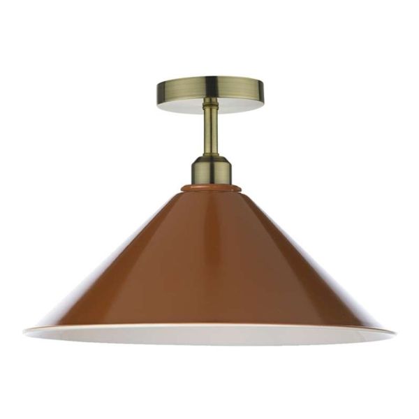 Żyrandol Dar Lighting SF0175 + KIN6531 Kinsley 1 Light Semi Flush Suspension Antique Brass