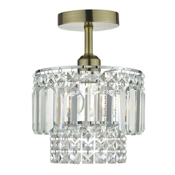 Żyrandol Dar Lighting SF0175 + KYL6550 Kyla 1 Light Semi Flush Suspension Antique Brass