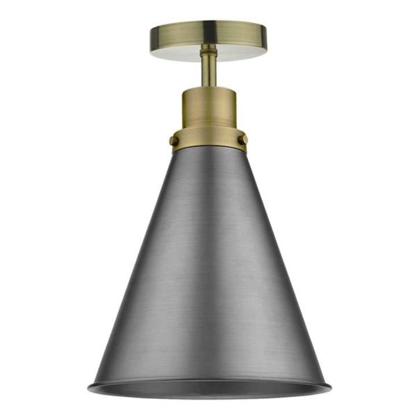 Żyrandol Dar Lighting SF0175 + POT8661 Potter 1 Light Semi Flush Suspension Antique Brass