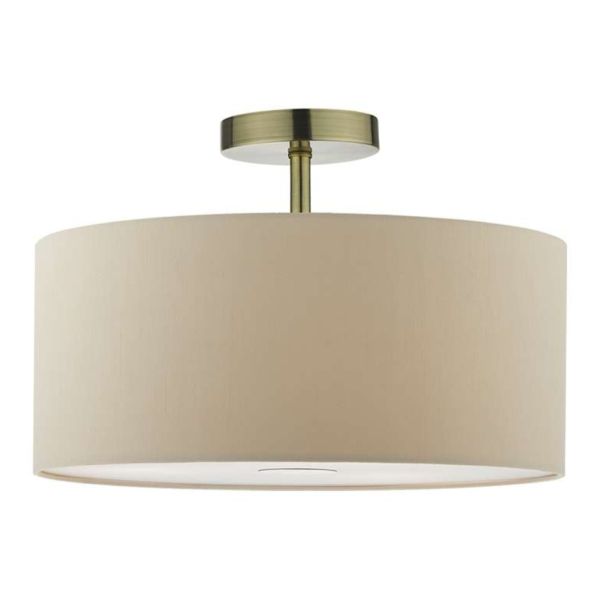 Люстра Dar Lighting SF0175 + RON6529 Ronda 1 Light Semi Flush Suspension Antique Brass