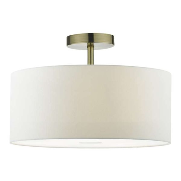 Żyrandol Dar Lighting SF0175 + RON652 Ronda 1 Light Semi Flush Suspension Antique Brass