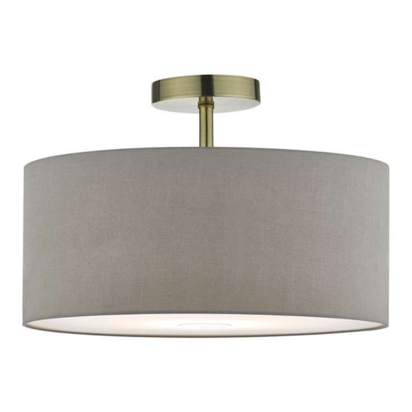 Люстра Dar Lighting SF0175 + RON6539 Ronda 1 Light Semi Flush Suspension Antique Brass