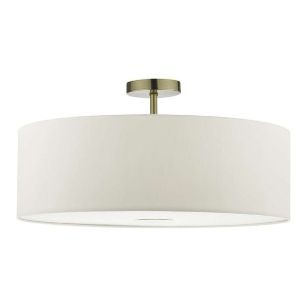 Żyrandol Dar Lighting SF0175 + RON862 Ronda 1 Light Semi Flush Suspension Antique Brass