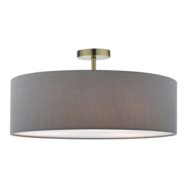 Żyrandol Dar Lighting SF0175 + RON8639 Ronda 1 Light Semi Flush Suspension Antique Brass