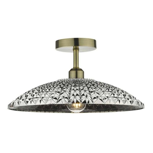 Люстра Dar Lighting SF0175 + YAT6510 Yatima 1 Light Semi Flush Suspension Antique Brass