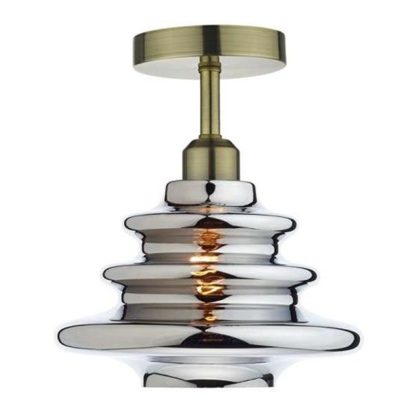 Люстра Dar Lighting SF0175 + ZEP6550 Zephyr 1 Light Semi Flush Suspension Antique Brass