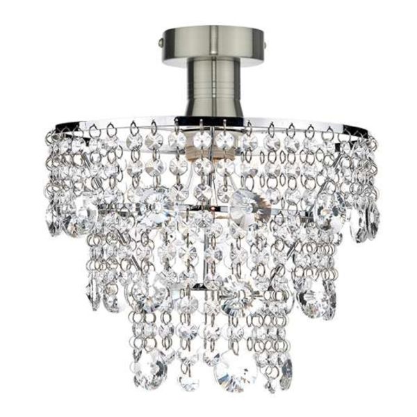 Żyrandol Dar Lighting SFB4861 + CYB6550 Cybil E27 Semi Flush Bracket Antique Chrome