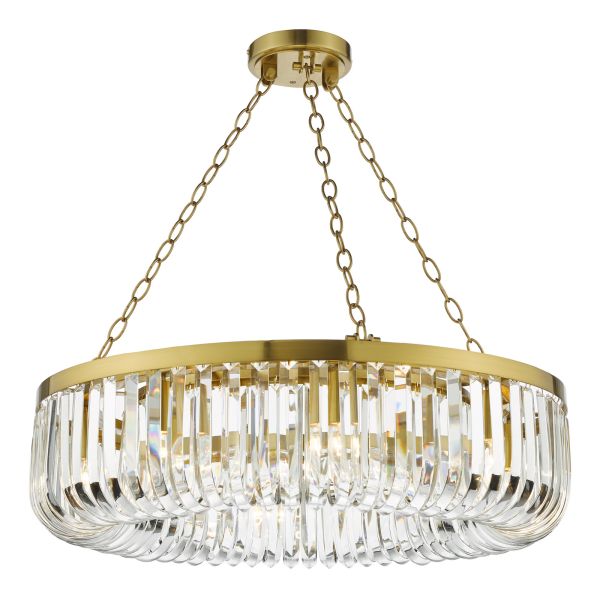 Люстра Dar Lighting SIG0835 Sigourney 8 Light Pendant Satin Gold and Crystal