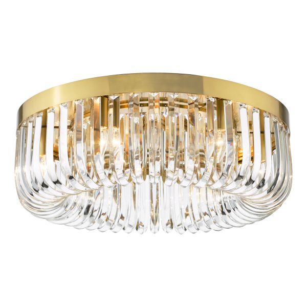Люстра Dar Lighting SIG6435 Sigourney 6 Light Flush Satin Gold and Crystal