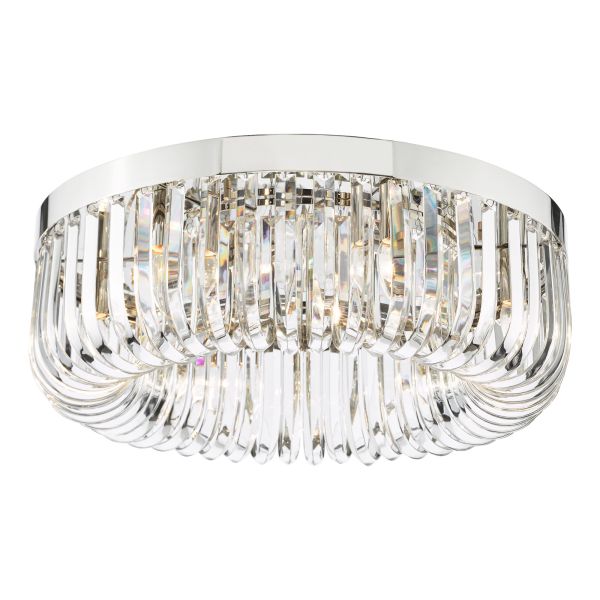 Люстра Dar Lighting SIG6438 Sigourney 6 Light Flush Polished Nickel and Crystal